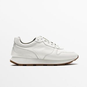 Massimo Dutti Premium soft white leather sneakers